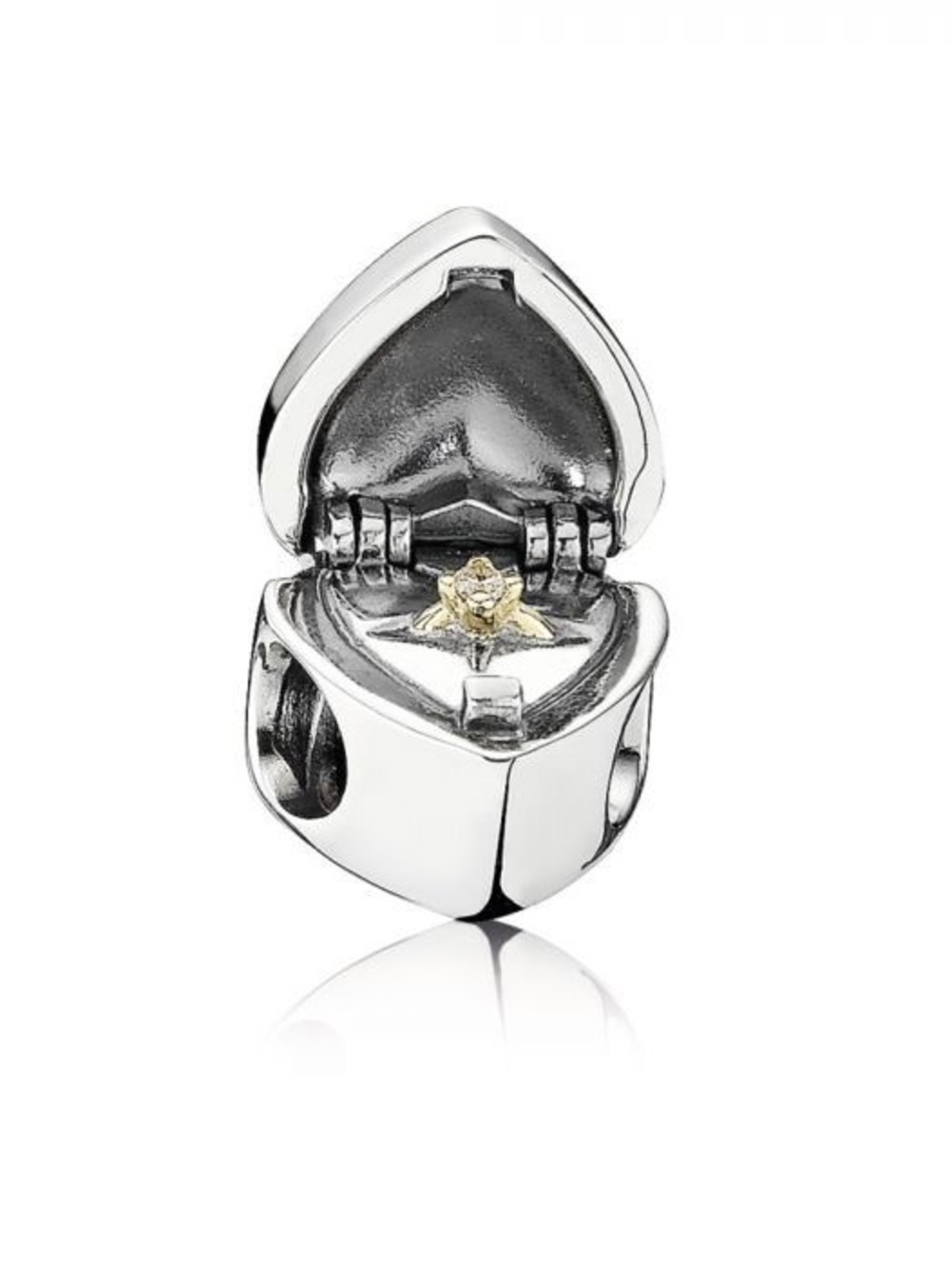 Pandora Rare Retired Gift From The Heart Ring Box Charm 14K Gold W/Box